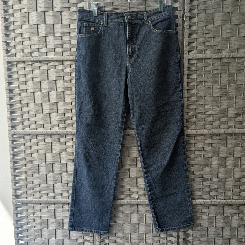 Gloria Vanderbilt Amanda Jeans Dark Wash Denim Straight Leg Sz 12 High Rise